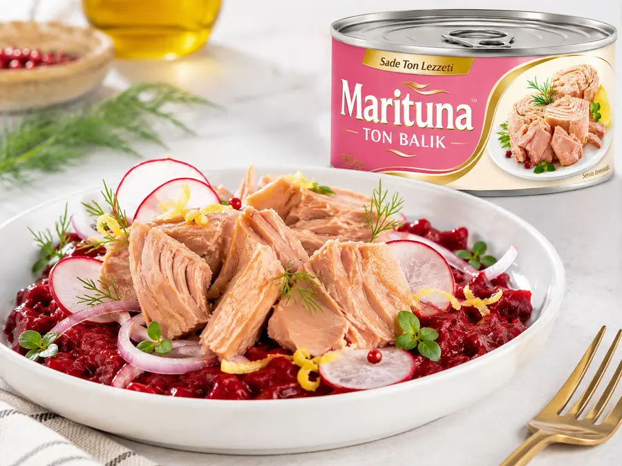 Rote-Bete-Hummus mit leichtem Thunfisch